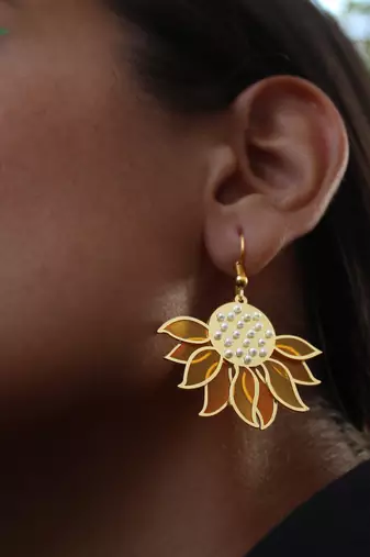 Sunflower resin earrings