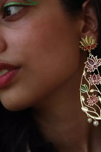 Lotus flower resin earrings