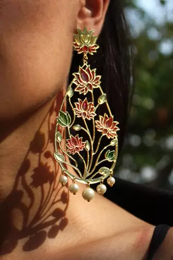 Lotus flower resin earrings