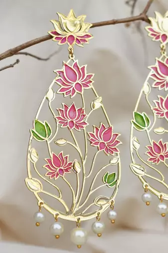 Lotus flower resin earrings