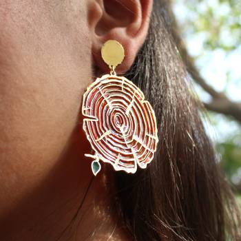 Wooden bark resin earrings 2