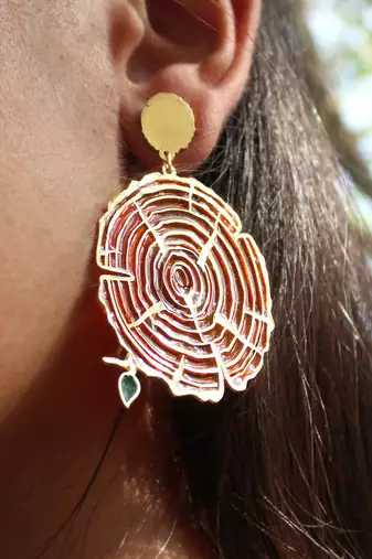 Wooden bark resin earrings