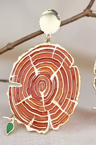 Wooden bark resin earrings
