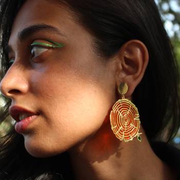 Wooden bark resin earrings 4