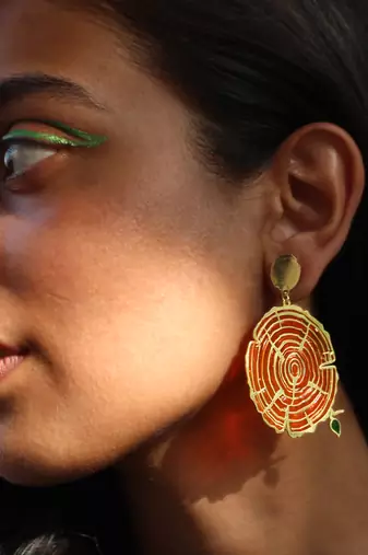Wooden bark resin earrings