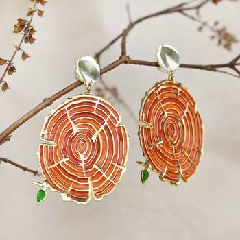 Wooden bark resin earrings 5
