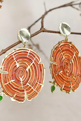 Wooden bark resin earrings