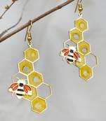 Honey bee theme resin earrings