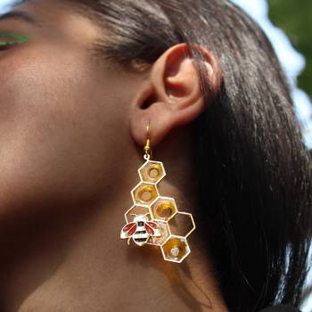 Honey bee theme resin earrings 2