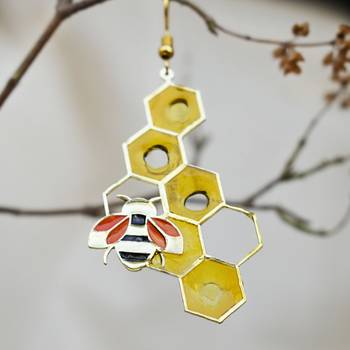Honey bee theme resin earrings 3