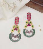 Peacock charm multicolor statement earrings