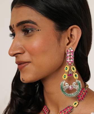 Peacock charm multicolor statement earrings 2