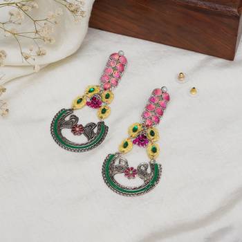 Peacock charm multicolor statement earrings 3
