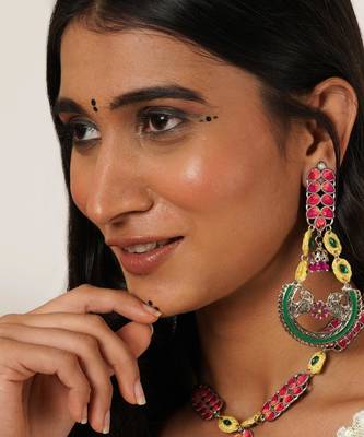 Peacock charm multicolor statement earrings 4