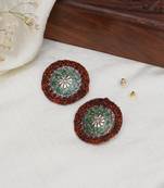 Vintage green & copper crochet earrings