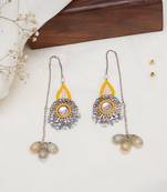 Yellow beaded kanuati earrings with shells