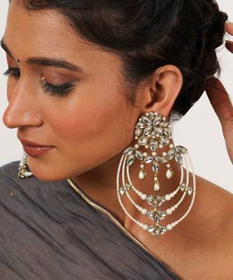 Classic kundan and pearl drop chandbali 2