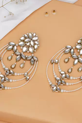 Classic kundan and pearl drop chandbali
