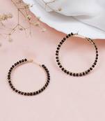 Beaded hoop earrings ( black )