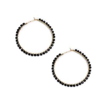 Beaded hoop earrings ( black ) 2