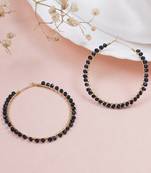 Beaded hoop earrings ( dark blue )