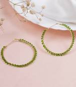 Beaded hoop earrings ( green )