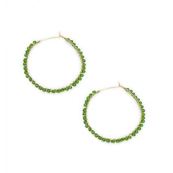 Beaded hoop earrings ( green ) 2