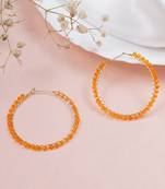 Beaded hoop earrings ( orange )