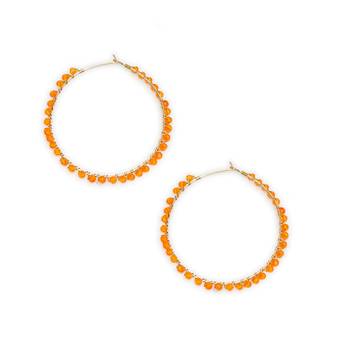 Beaded hoop earrings ( orange ) 2