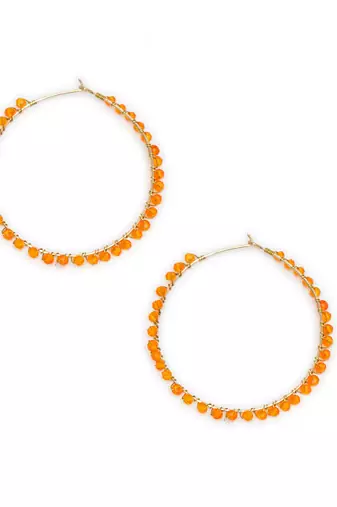 Beaded hoop earrings ( orange )