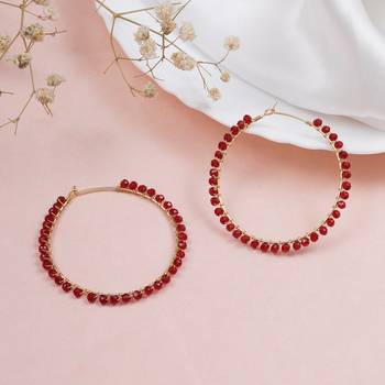 Beaded hoop earrings ( red) 1