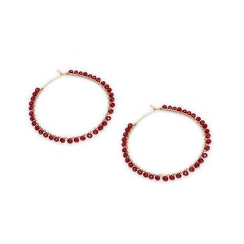 Beaded hoop earrings ( red) 2