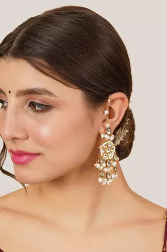 White bliss kanauti earrings