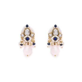 Dark blue affair kundan earrings 2