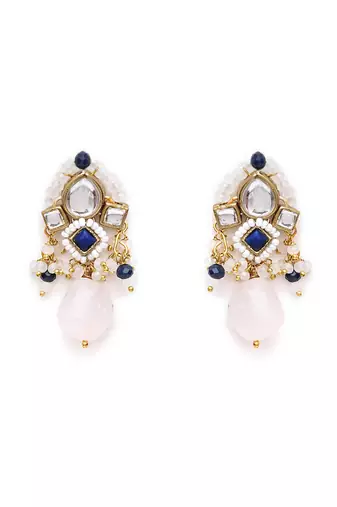 Dark blue affair kundan earrings