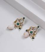 Dark green affair kundan earrings