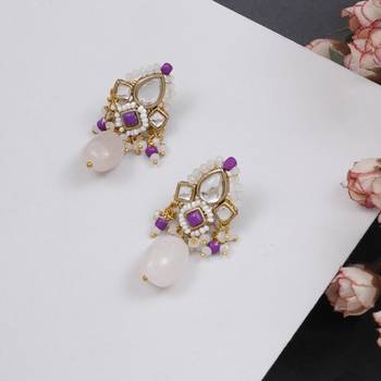 Dark purple affair kundan earrings 1