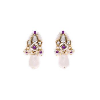 Dark purple affair kundan earrings 2