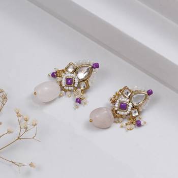 Dark purple affair kundan earrings 3