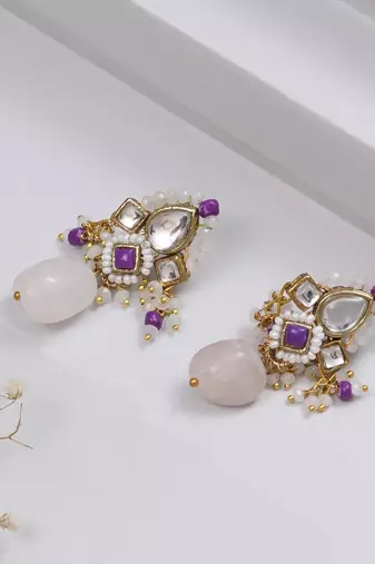 Dark purple affair kundan earrings