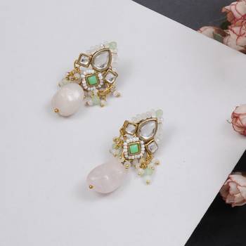 Light green affair kundan earrings 3