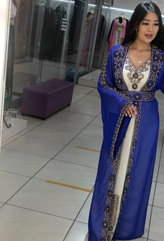 SALE Luxury Bedded Crystal Work Moroccan Dubai Kaftans Wedding Bridesmaid Dress