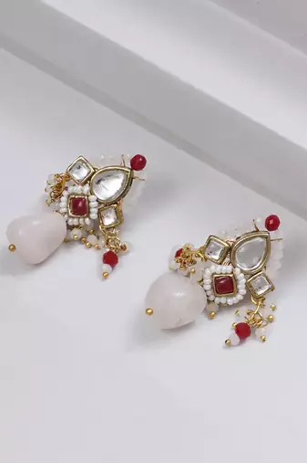 Maroon affair kundan earrings