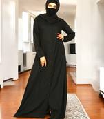 Black front open abaya in rayon