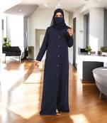 Navy-blue front open abaya in rayon