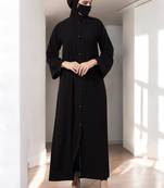 Black front open abaya