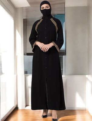 Black abaya with lacework 1
