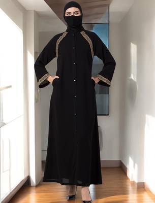 Black abaya with lacework 2
