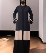 Multicolor color-blaocked open abaya