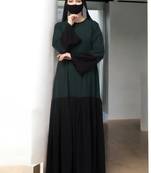 Black dual color abaya with frills